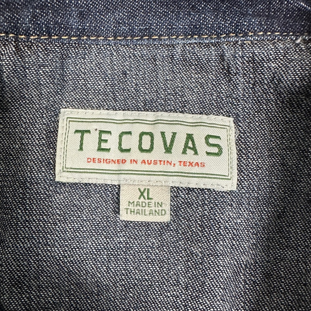 Tecovas Denim Pearl Snap Western Shirt Indigo Blue Long Sleeve Yoke Mens Size XL - Picture 2 of 7